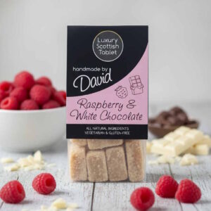 Raspberry and White Chocolate Scottish Tablet 140g bag - Winter Range and Gluten-Free